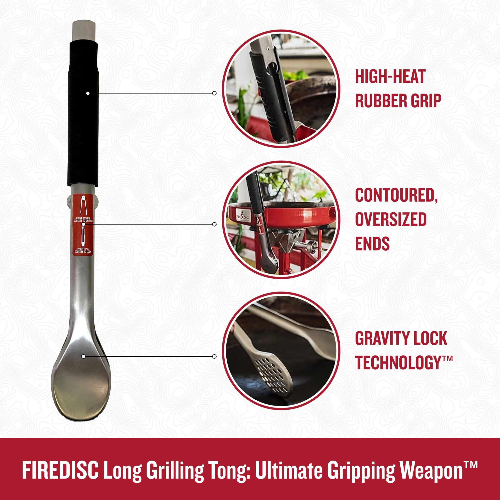 Long Grilling Tongs With Gravity Lock | Locking Grill Tongs